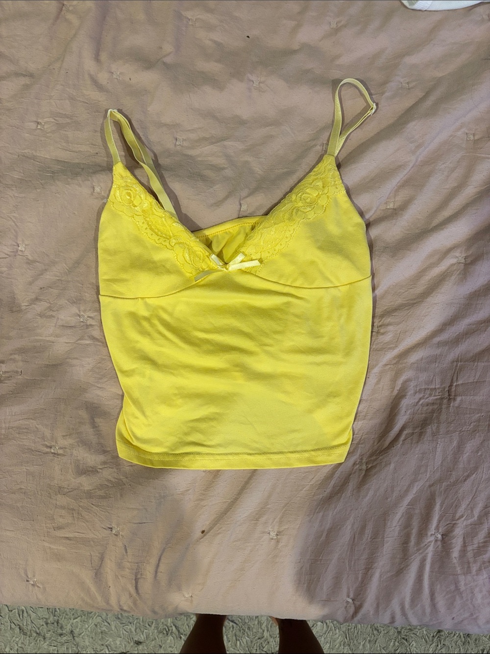 Sunny Yellow Lace Trim Cami Top